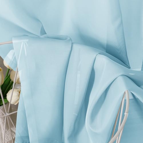 2 Pack Basic Sky Blue Sheer Curtain Drapes 54 Inch Length 2 Panels for Living Room (42"W x 54"L (Pack of 2) / Sky Blue)