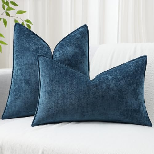 Chenille Poseidon Velvet Throw Pillow Covers 12x20 Set of 2 (Poseidon / 20" x 12" (Pack of 2))