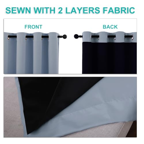 100% Blackout Curtains 45 inches Long (Vintage Blue / 42"W x 45"L (Pack of 2))