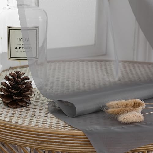 Grey Sheer Curtains for Bedroom (40"W x 63"L (Pack of 2) / Charcoal Grey)