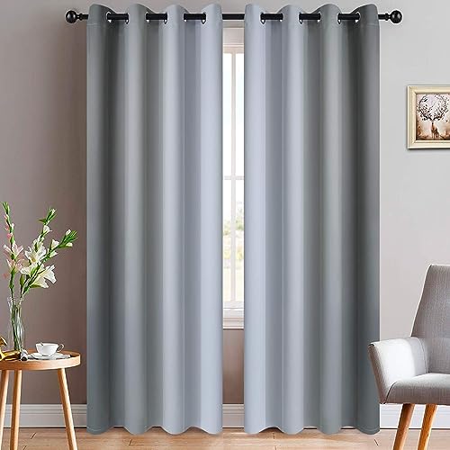 Ombre Curtains Grey and Greyish White for Living Room (52"W x 90"L (Pack of 2) / Grey)
