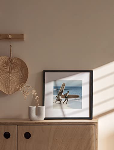 Solid Oak 12”x12” Picture Frame Matted to 8”x8” (Set of 01 / Black Oak / 12x12 in)