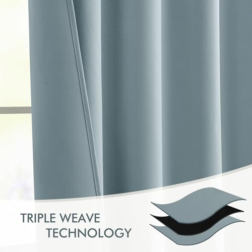 Slate Blue Back Tab Blackout Curtains 52x63 Inches Long 2 Panels Set (Slate Blue / 52"W x 63"L (Pack of 2))