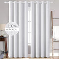 100% Blackout Linen Curtains for Bedroom 52x72 Inches Grayish White (Grayish White / 52"W x 72"L (Pack of 2))