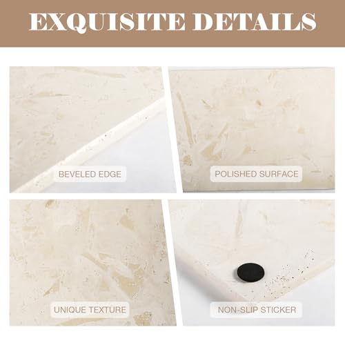 Italian Natural Travertine Tray (Travertine / 12" x 8" x 0.4")