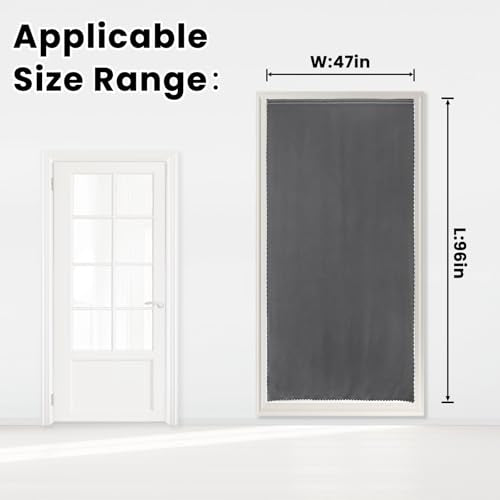 Magic Tape Blackout Curtains for Bedroom No Drillng Self Adhesive Curtains No Rod Small Window (47"W x 96"L (Pack of 1) / Grey)