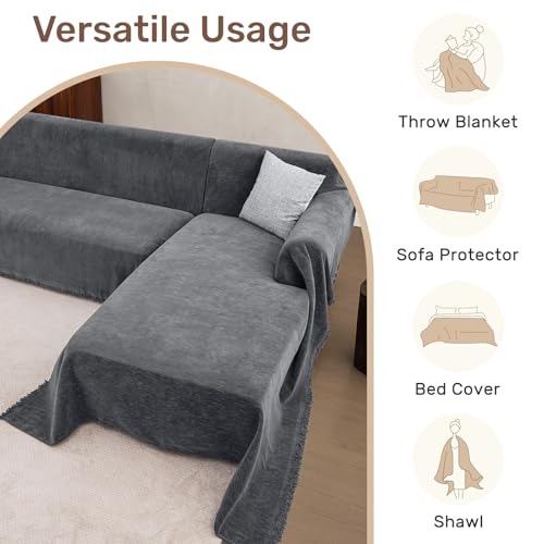 2 Pieces Sectional Couch Covers L Shaped Cover XXXL Dark Gray (Dark Grey / 71"×118"+91"×134")