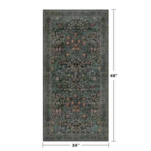 Dark Green 2x4 Rug Runner (Dark Green / Black / 2' x 4' (Rectangular))