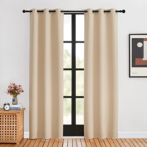 Blackout Farmhouse Curtains (Biscotti Beige / 34"W x 80"L (Pack of 2))