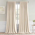 Cream Beige Back Tab Blackout Curtains 66x96 Inch Length 2 Panel Set (Cream Beige / 66"W x 96"L (Pack of 2))