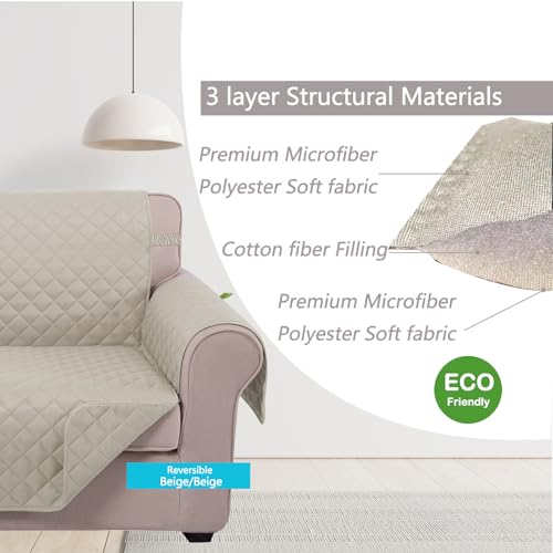 Large Sofa Cover Reversible Couch Cover for Dogs (Beige/Beige / 78"sofa Xl - Xl Large)