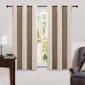 100% Blackout Linen Curtains for Bedroom 42x63 Inches Natural Beige (Beige / 42"W x 63"L (Pack of 2))