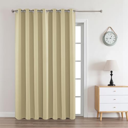 Long Blackout Curtains for Bedroom 108 Inch 1 Panel with Grommet (Beige / 70"W x 108"L (Pack of 1))
