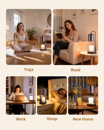 Dimmable Candle Warmer Lamp with Timer (Coffee)