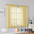 Yellow Short Sheer Curtains 45 Inch Length 2 Panels (Yellow / 42"W x 45"L (Pack of 2))