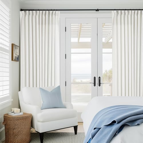 Beige White Pinch Pleat Semi Sheer Linen Curtain W70xL90 1 Panel (Beige White / 70"W x 90"L (Pack of 1))