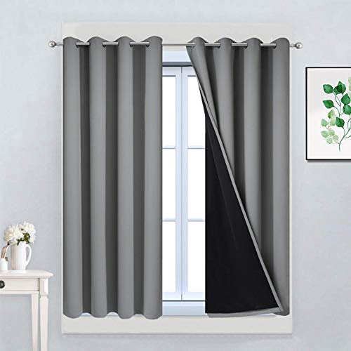 Grey Blackout Curtains 45 Inches Long for Bedroom 52" Wide 2 Pcs (52"W x 45"L (Pack of 2) / Grey)