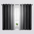 Ombre Black to Grey White Curtains for Living Room 62Wx63L (62"W x 63"L (Pack of 2) / Black)