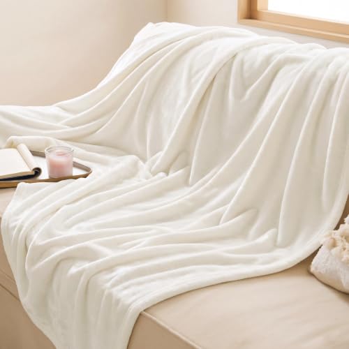 GentleSoft Cream Throw Blanket for Couch (01 - Cream / Throw (50" X 60"))