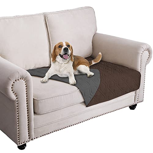 Waterproof Dog Bed Cover Pet Blanket for Furniture Bed Couch Sofa Reversible (30x53 Inch (Pack of 1) / Chocolate+darkgrey)