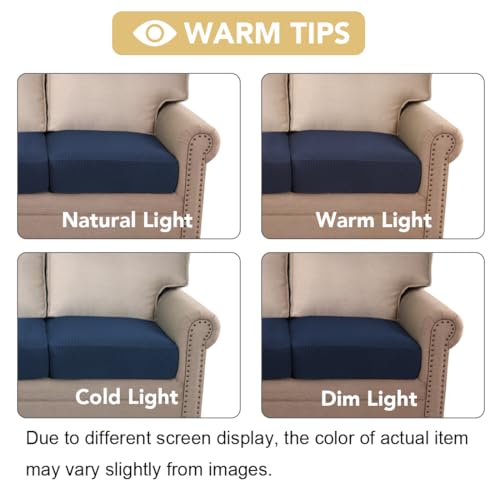 Super Stretch Individual Seat Cushion Covers Sofa Covers Couch Cushion Covers Slipcover Sets Thick Jacquard Textured Twill Fabric (Navy / 1 Cushion Chair)