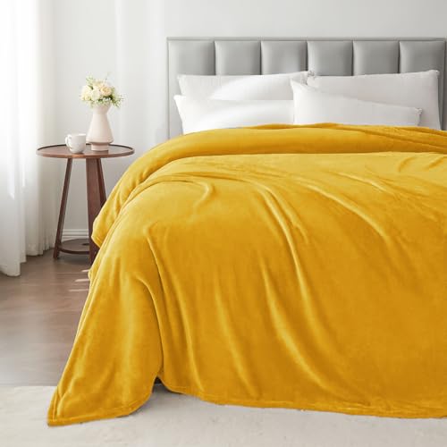 Fleece Blanket Soft Plush Throw for Couch Yellow 50"x60" (Yellow / Throw(50"x60"))