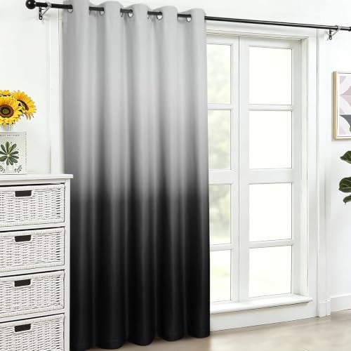 Ombre Gradient Black White to Gray Curtains for Bedroom (70"W x 84"L (Pack of 1) / Black and White)
