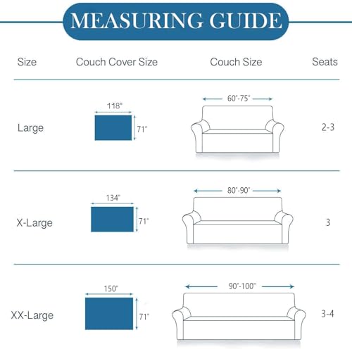 Blue Sectional Couch Covers Easy Fitted Sofa Covers for 3 Cushion Couch Universal Chenille Sofa Cover Durable Furniture Protector with Floral Lace Bottom for Kids Dogs Pets (71" x 150" / Daisy:blue)