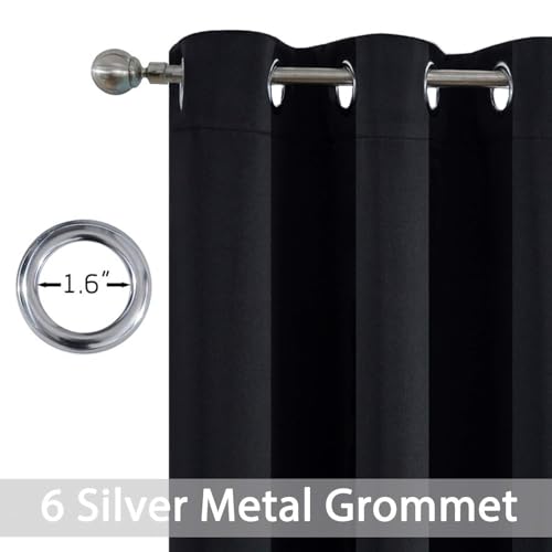 Blackout Curtains 38x36 inch Black Thermal Drapes (Black / 38"W x 36"L (Pack of 2))