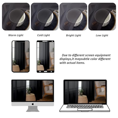 Sheer Black Valances for Windows 2 Pack (Black / 42"W x 18"L (Pack of 2))