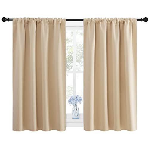 Blackout Room Darkening Curtains (Biscotti Beige / 42"W x 45"L (Pack of 2))