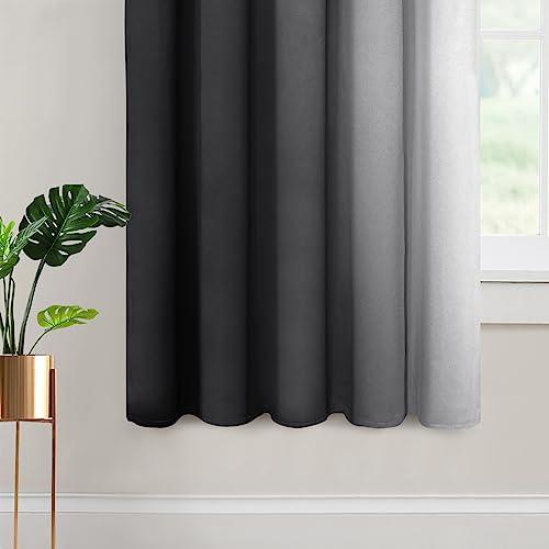Ombre Curtains Black and Greyish White for Living Room (62"W x 63"L (Pack of 2) / Black)