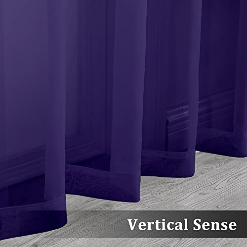 Purple Sheer Curtains 108 Inches Long (Purple / 42"W x 108"L (Pack of 2))