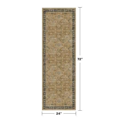 Washable 2x6 Entryway Runner Rug (2' x 6' (Runner) / Rustic Brown / Charcoal Olive)