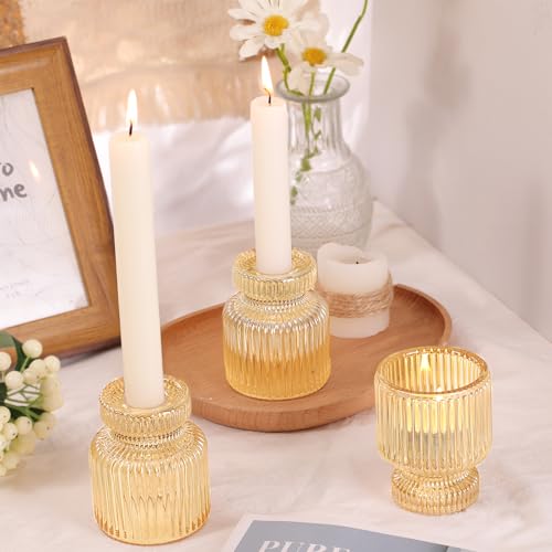 6 Pcs Gold Candlestick Holders (Gold / 6Pcs)
