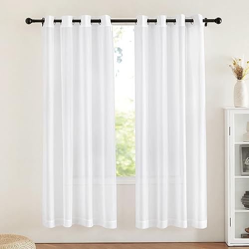 Sheer Curtains Panel 72" Long (White / 54"W x 72"L (Pack of 2))