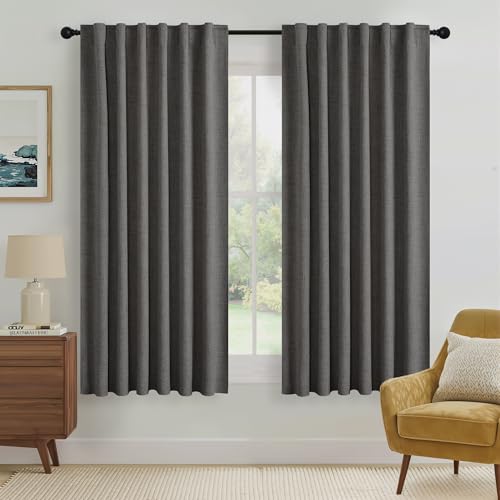 Grey 100% Blackout Curtains 63 Inch Long for Bedroom Nursery (Grey / 52"W x 63"L (Pack of 2))