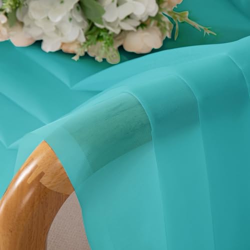 Turquoise Sheer Curtains 36 inch Length 2 Panels (Turquoise / 42"W x 36"L (Pack of 2))