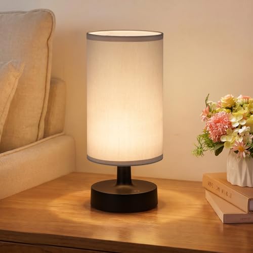 Cordless Table Lamp Rechargeable Small (Gray - Black / 1 Pack - 10in)
