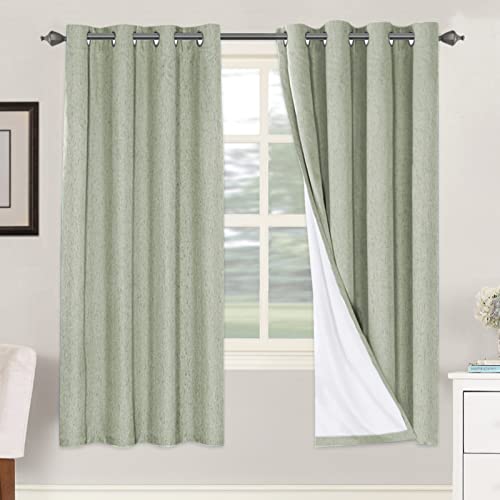 100% Blackout Linen Curtains 72" L 2 Panels Sage (Sage / 52"W x 72"L (Pack of 2))