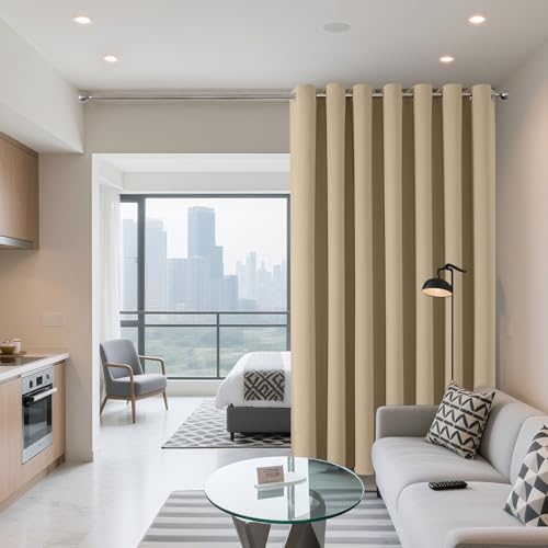 Blackout Patio Sliding Door Curtains (Light Beige / 100"W x 96"L (Pack of 1))
