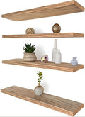 24 Inch Floating Shelves for Wall Rustic Light Wood Wall Shelves for Bedroom Set of 4 (24 inch / Rustic Light)