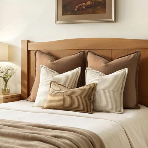 Decorative Euro Sham Throw Pillow Covers for 22x22 Inch Beige 2 Pack (Beige / 22" x 22" (Pack of 2))