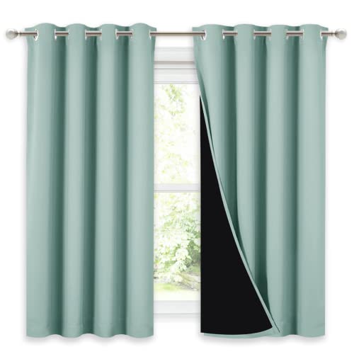 100% Blackout Curtains 54 inches Long (Aqua Blue / 52"W x 54"L (Pack of 2))