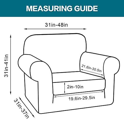 2 Piece Chair Covers Chair Slipcovers for Living Room Armchair Couch Cover Chair Sofa Cover with Individual Cushion Covers Furniture Cover for Chairs Feature Thick Fabric (Armchair (1 Cushion) / Burgundy)