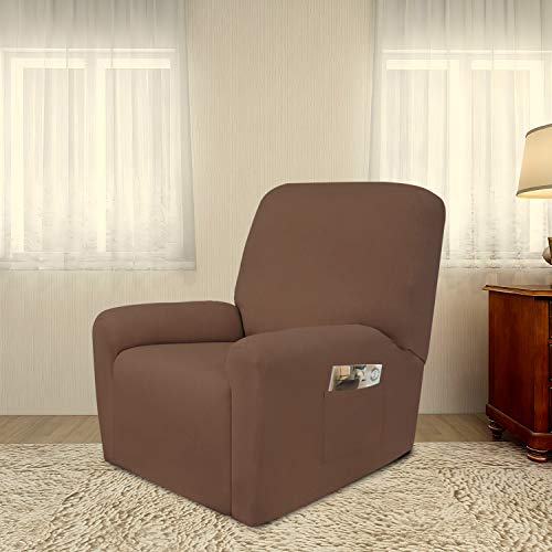 Stretc Recliner Chair Covers Fleece Soft Couch Covers for Sofa (Small Recliner Chair / Brown)