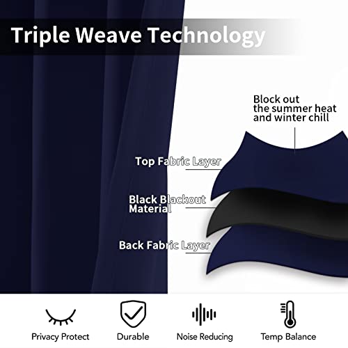 Room Darkening Curtains 42x84 inch Length Navy Blue (Navy Blue / 42"W x 84"L (Pack of 2))