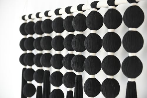 Macrame Wall Hanging Black Sphericity Fiber Yarn Art Boho Decor 39"W*39"L (Black)