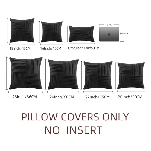2 Packs Black Big Decorative Throw Pillow Covers 24x24 Inch for Couch Bed Sofa (Black / 24" x 24" (Pack of 2))
