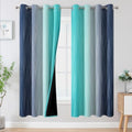 Navy Blue and Teal Gradient Blackout Curtains for Living Room 72 Inch Long (Navy Blue and Teal / 52"W x 72"L (Pack of 2))